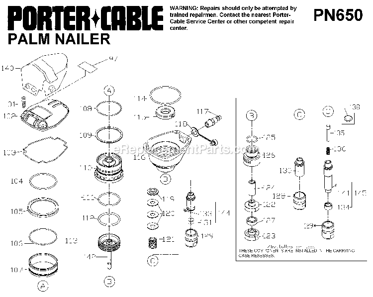 Page A Diagram and Parts List for PN650 Type 1 Porter Cable Miscellaneous